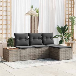 Ensemble de canapé de jardin 4 pcs Gris Poly Rattan 565895565895