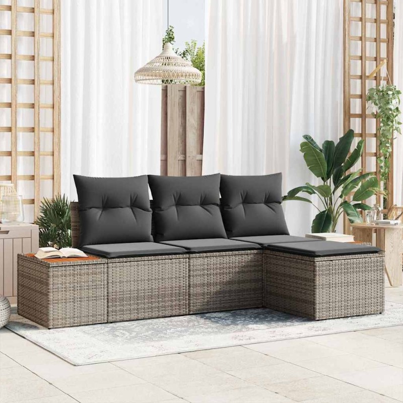 Ensemble de canapé de jardin 4 pcs Gris Poly Rattan 565895565895