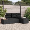 Ensemble de canapé de jardin 4 pcs Noir Poly Rattan 565896565896