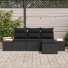 Ensemble de canapé de jardin 4 pcs Noir Poly Rattan 565896565896