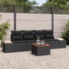 Ensemble de canapé de jardin avec coussin 5 pcs Noir Poly rotin 565898565898