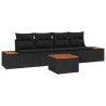 Ensemble de canapé de jardin avec coussin 5 pcs Noir Poly rotin 565898565898