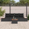 Ensemble de canapé de jardin avec coussin 5 pcs Noir Poly rotin 565898565898