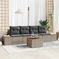 Ensemble de canapé de jardin avec coussin 5 pcs Gris Poly rotin 565899565899