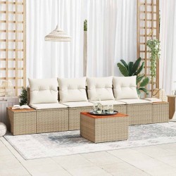 Ensemble de canapé de jardin 5 pcs Beige Poly rotin 565901565901