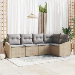 Ensemble de canapé de jardin 5 pcs Beige et Gris clair 565905565905