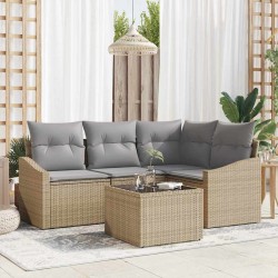Ensemble de canapé de jardin 5 pcs Beige et Gris clair 565906565906