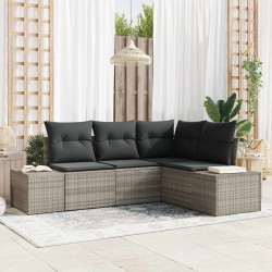 Ensemble de canapé de jardin 4 pcs Gris clair polyrotin 565908565908