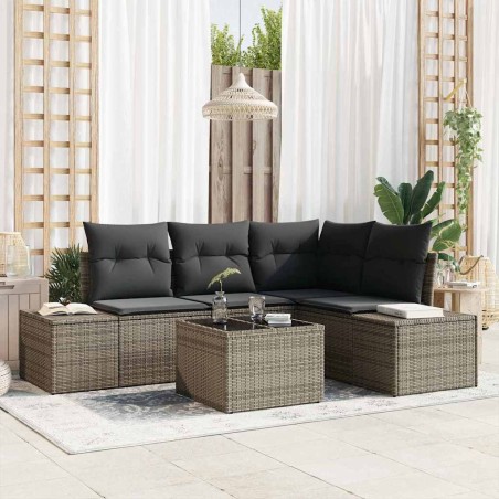 Ensemble de canapé de jardin avec stockage Gris clair polyrotin 565911565911