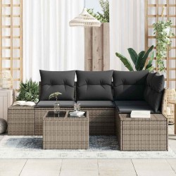 Ensemble de canapé de jardin avec stockage Gris clair polyrotin 565911565911