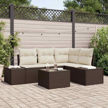 Ensemble de canapé de jardin Marron et Crème polyrotin 565913565913