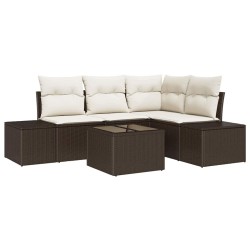Ensemble de canapé de jardin Marron et Crème polyrotin 565913565913