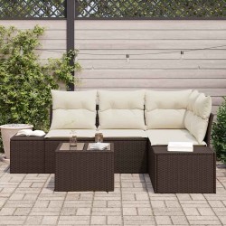 Ensemble de canapé de jardin Marron et Crème polyrotin 565913565913