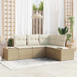 Ensemble de canapé de jardin 4 pcs Beige et crème polyrotin 565920565920