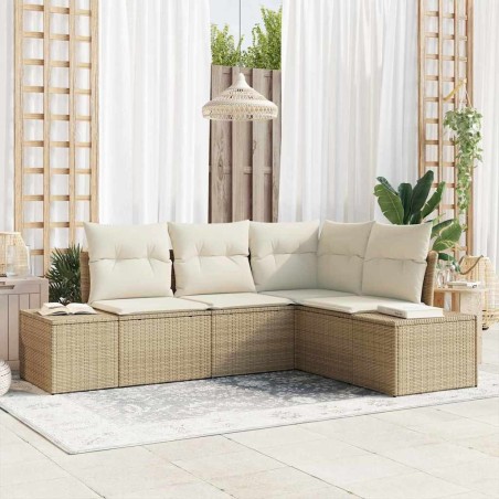 Ensemble de canapé de jardin 4 pcs Beige et crème polyrotin 565920565920