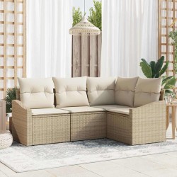 Ensemble de canapé de jardin 4 pcs Beige et blanc polyrotin 565921565921