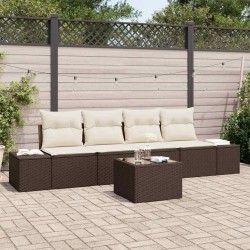 Ensemble de canapé de jardin 5 pcs Marron et Crème polyrotin 565922565922