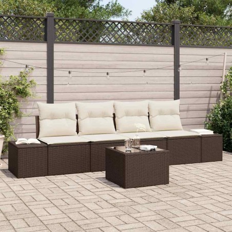Ensemble de canapé de jardin 5 pcs Marron et Crème polyrotin 565922565922