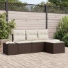 Ensemble de canapé de jardin 4 pcs Marron et Crème polyrotin 565924565924