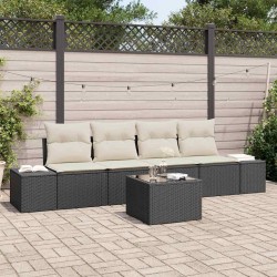 Ensemble de canapé de jardin 5 pcs Noir et Crème polyrotin 565926565926