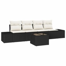 Ensemble de canapé de jardin 5 pcs Noir et Crème polyrotin 565926565926