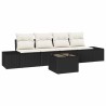 Ensemble de canapé de jardin 5 pcs Noir et Crème polyrotin 565926565926