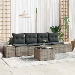 Ensemble de canapé de jardin avec coussin 5 pcs Gris polyrotin 565927565927