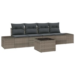 Ensemble de canapé de jardin avec coussin 5 pcs Gris polyrotin 565927565927