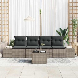 Ensemble de canapé de jardin avec coussin 5 pcs Gris polyrotin 565927565927