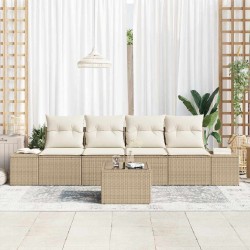 Ensemble de canapé de jardin 5 pcs Beige et crème polyrotin 565930565930