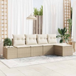 Ensemble de canapé de jardin 5 pcs Beige et crème polyrotin 565933565933
