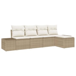 Ensemble de canapé de jardin 5 pcs Beige et crème polyrotin 565933565933