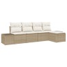 Ensemble de canapé de jardin 5 pcs Beige et crème polyrotin 565933565933