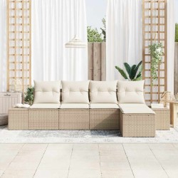 Ensemble de canapé de jardin 5 pcs Beige et crème polyrotin 565933565933