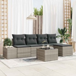 Ensemble de canapé de jardin 5 pcs Gris clair polyrotin 565934565934