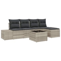 Ensemble de canapé de jardin 5 pcs Gris clair polyrotin 565934565934