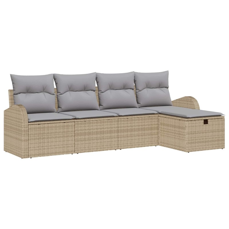 Ensemble de Canapés 5 pcs Beige et Gris clair polyrotin 565938565938