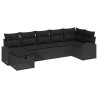 Ensemble de Canapés avec coussin 7 pcs Noir polyrotin 565940565940