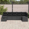 Ensemble de Canapés avec coussin 7 pcs Noir polyrotin 565940565940