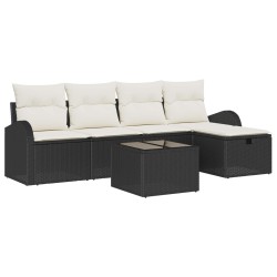 Ensemble de Canapés avec coussin 6 pcs Noir et Crème polyrotin 565941565941
