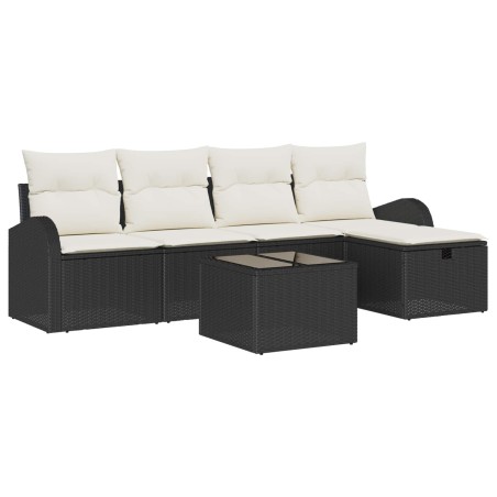 Ensemble de Canapés avec coussin 6 pcs Noir et Crème polyrotin 565941565941