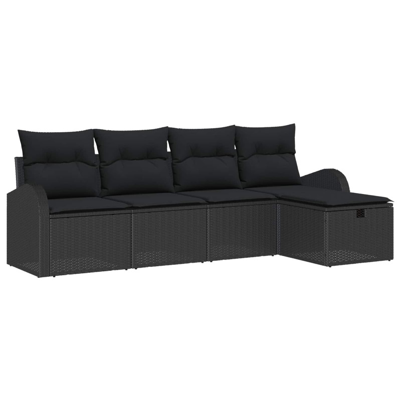 Ensemble de Canapés avec coussin avec stockage Noir polyrotin 565944565944