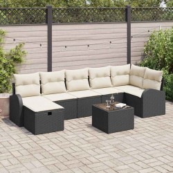 Ensemble de Canapés avec coussin Noir et Crème polyrotin 565945565945