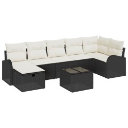 Ensemble de Canapés avec coussin Noir et Crème polyrotin 565945565945
