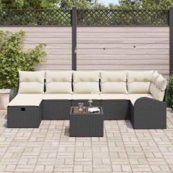 Ensemble de Canapés avec coussin Noir et Crème polyrotin 565945565945