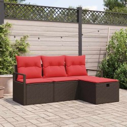 Ensemble de Canapés 4 pcs Marron et rouge polyrotin 565947565947