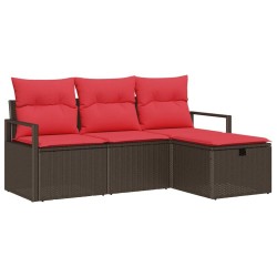 Ensemble de Canapés 4 pcs Marron et rouge polyrotin 565947565947