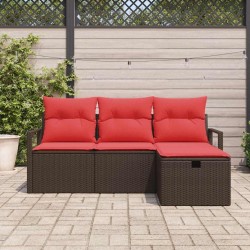 Ensemble de Canapés 4 pcs Marron et rouge polyrotin 565947565947