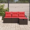 Ensemble de Canapés 4 pcs Marron et rouge polyrotin 565947565947