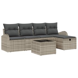 Ensemble de Canapés avec coussin 6 pcs Gris clair polyrotin 565949565949